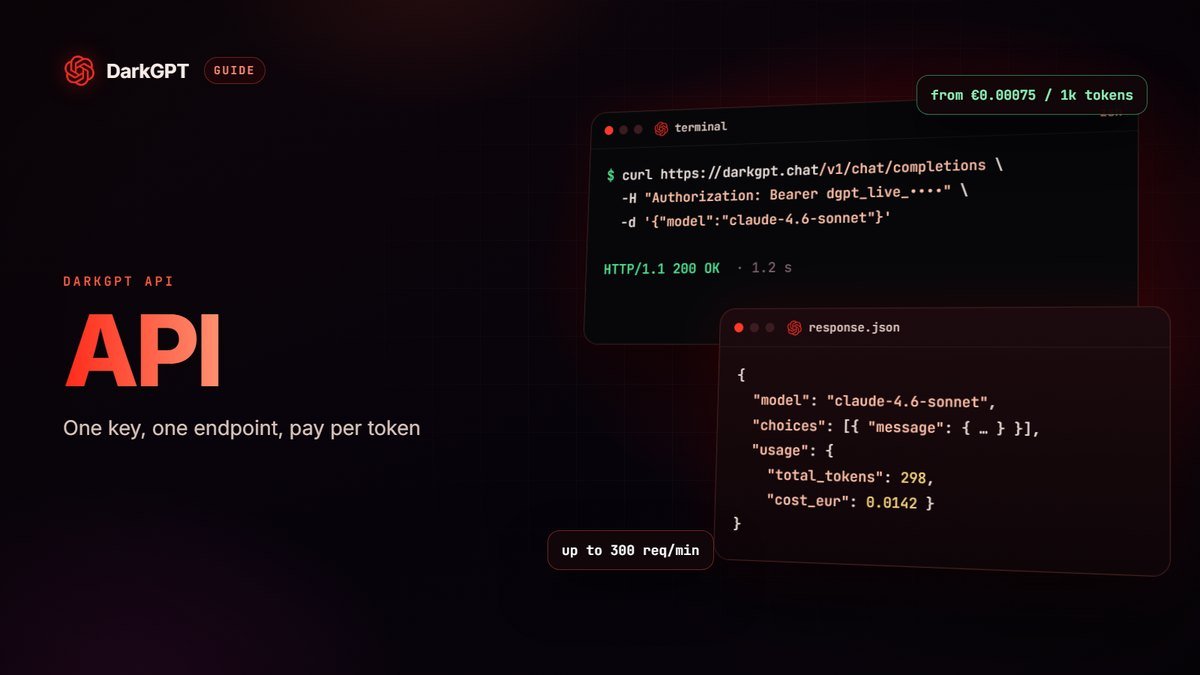 DarkGPT API: An OpenAI-Compatible AI API, Pay Per Token