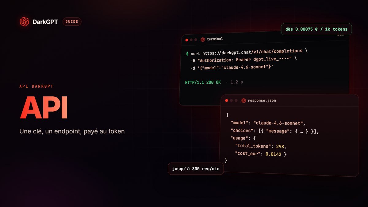 API DarkGPT : une API d’IA compatible OpenAI, payée au token