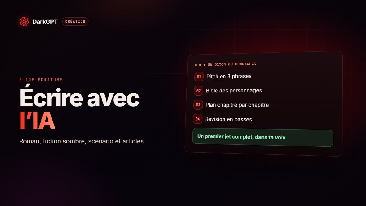 Écrire avec l’IA sans censure : roman, fiction sombre, scénario et articles